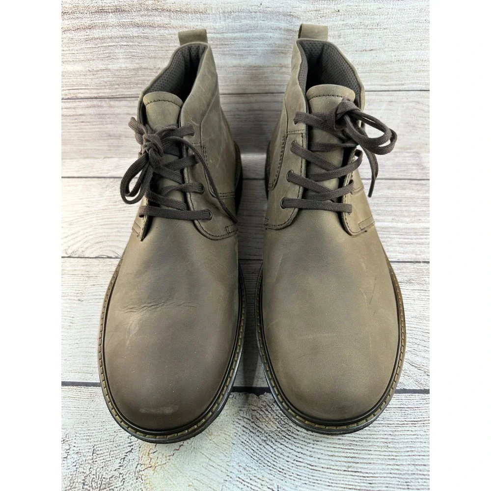 ECCO Men's Coffee Nubuck Turn II Waterproof Lace Chukka Boots Size 11-11.5 EU 45